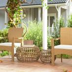 TRUUSK Set Van 2 Bijzettafels Polyrattan Ø66/42 Cm Rond Weer, Verzenden, Nieuw