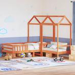 vidaXL Kinderbed met huisje massief grenenhout wasbruin, Huis en Inrichting, Slaapkamer | Bedden, 90 cm, Eenpersoons, Bruin, Verzenden