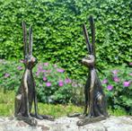 Beeldje - Twee hazen - konijnen (2) - Brons, Antiek en Kunst