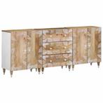 vidaXL Dressoirs 3 st 60x33,5x75 cm massief mangohout, Huis en Inrichting, Kasten | Overige, Verzenden, Nieuw