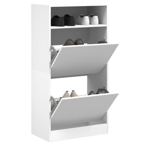 vidaXL Schoenenkast 60x34x116 cm bewerkt hout wit, Huis en Inrichting, Kasten | Schoenenrekken, Nieuw, Verzenden