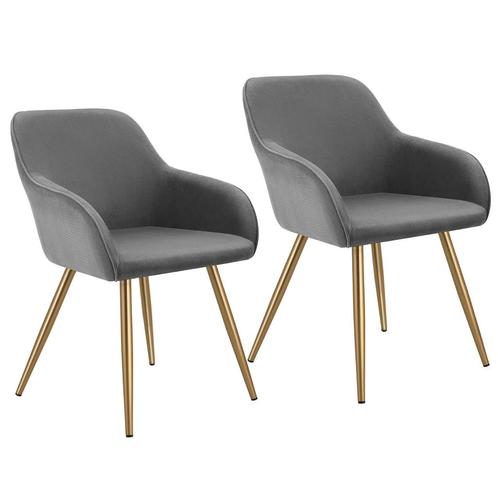 Eetkamerstoel Marilyn, koordlook, gestoffeerd - grijs/goud,, Huis en Inrichting, Stoelen, Verzenden