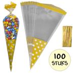 Fako Bijoux® - 100x Cellofaan Puntzakken Gouden Stippen, Verzenden, Nieuw