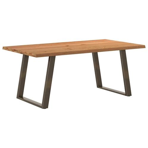 vidaXL Eettafel met levende rand 180x100x74 cm massief, Huis en Inrichting, Tafels | Eettafels, Nieuw, Verzenden