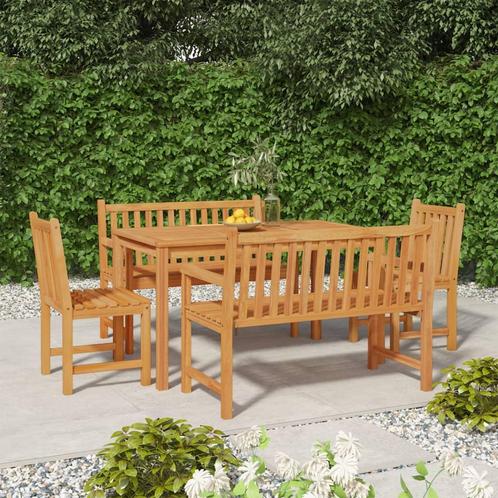 vidaXL 5-delige Tuinset massief teakhout, Tuin en Terras, Tuinsets en Loungesets, Tuinset, Nieuw, Teakhout, Verzenden