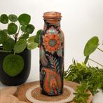 Puur koperen waterfles met bloemenprint ± 750 ml, Ophalen of Verzenden, Nieuw