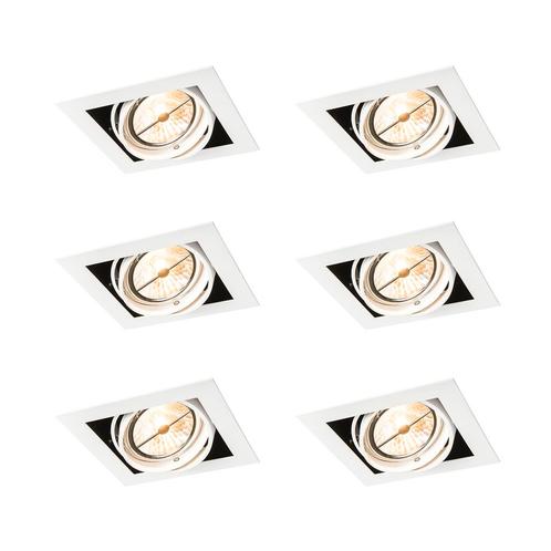 Set van 6 Inbouwspot wit AR111 verstelbaar - Oneon, Huis en Inrichting, Lampen | Spots, Nieuw, Overige materialen