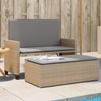 vidaXL Tuinbank met kussens en voetenbank poly rattan beige, Tuin en Terras, Tuinbanken, Verzenden, Nieuw, Rotan