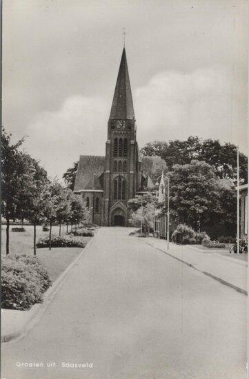 SAASVELD - Groeten uit Saasveld. Kerk, Verzamelen, Ansichtkaarten | Nederland, Verzenden