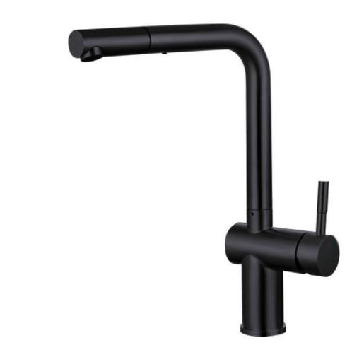 Zwarte keukenkraan met uittrekbare uitloop | Modern design, Doe-het-zelf en Verbouw, Sanitair, Nieuw, Rvs, Kraan, Verzenden