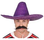 Sombrero Paars Stro 50cm, Verzenden, Nieuw