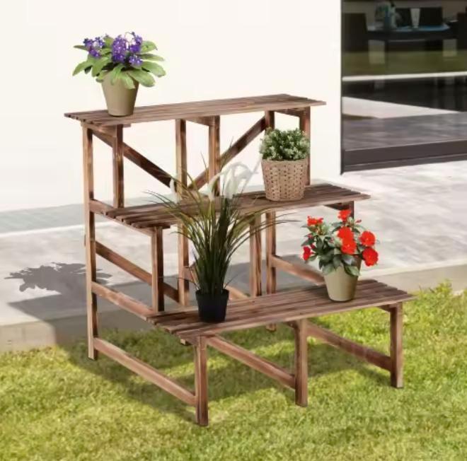 3-laags plantenrek dennenhout voor tuin, balkon en terras, Tuin en Terras, Tuintafels, Nieuw, Verzenden