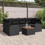 vidaXL Tuin Sofa Set 7 pcs Zwart Poly riet, Verzenden, Nieuw, Rotan