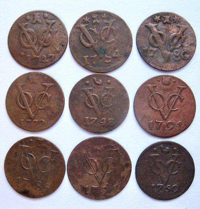 Nederlands-Indië. Koloniaal. VOC Duiten | 1747-1794 (9, Postzegels en Munten, Munten | Nederland