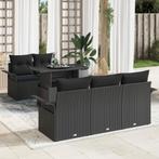 vidaXL 6-delige tuinbankset met kussen in zwart poly rattan, Verzenden, Nieuw, Rotan