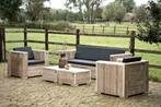 Blok Loungeset met Sunbrella kussens UIT VOORRAAD LEVERBAAR, Tuin en Terras, Tuinsets en Loungesets, Nieuw, Tuinset, Hout, Verzenden