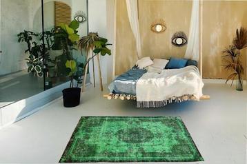 Groen vintage - Vloerkleed - 204 cm - 111 cm - Met beschikbaar voor biedingen