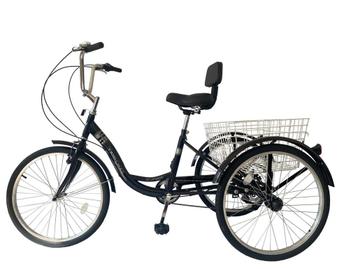 Driewieler fiets - zwart - 7 versnellingen