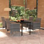 vidaXL 5-delige Tuinset met kussens grijs en zwart, Tuin en Terras, Tuinsets en Loungesets, 4 zitplaatsen, Nieuw, Tuinset, Verzenden