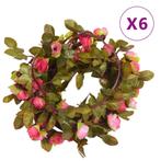 vidaXL Kerstslingers met bloemen 6 st 215 cm rozenroze, Hobby en Vrije tijd, Verzenden, Nieuw