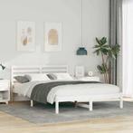 vidaXL Bedframe met hoofdeinde Wit 140 x 220 cm Massief, Huis en Inrichting, Slaapkamer | Bedden, Verzenden, Nieuw, Wit, Hout