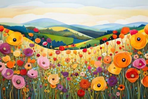 Felix van Horst (1988) - Hills in Bloom (XXL), Antiek en Kunst, Kunst | Designobjecten
