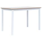 Eettafel 114x71x75 cm massief rubberwood wit en bruin, Huis en Inrichting, Tafels | Bijzettafels, Verzenden, Nieuw
