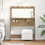 vidaXL Make-up Tafel met LED Verlichting in Artisan Eiken,, Verzenden, Nieuw
