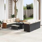 vidaXL Tuin Sofa Set 11 pcs Zwart en crème 100 x 100 x 71 cm, Tuin en Terras, Verzenden, Nieuw, Rotan