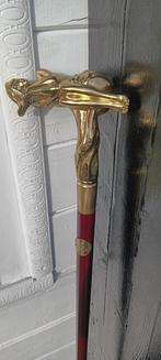 Wandelstok - wandelstok - brons ebben hout, Antiek en Kunst