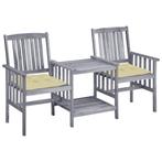 vidaXL Tuinstoelen met tafeltje en kussens massief, Tuin en Terras, Verzenden, Nieuw, Hardhout, Tuinset