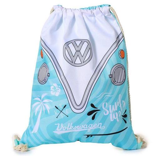 Trekkoord tas Gerecycled - Volkswagen T1 lichtblauw Surf Adv, Sieraden, Tassen en Uiterlijk, Tassen | Rugtassen, Nieuw, Ophalen of Verzenden