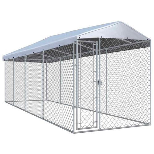 vidaXL Hondenkennel voor buiten met dak 760x190x225 m, Dieren en Toebehoren, Honden-accessoires, Nieuw, Verzenden