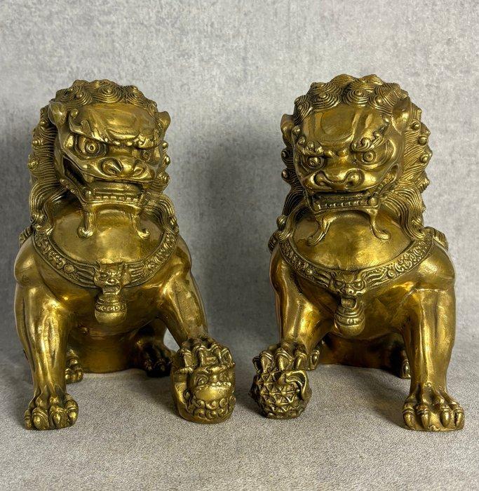 Beeld, Zeer grote set “foo dogs” - 20.5 cm - Brons, Antiek en Kunst, Curiosa en Brocante