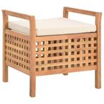 Opbergbankje Walnoot 49cm - Retourdeal! 35% Korting, Eenpersoons, Minder dan 75 cm, Nieuw, Ophalen of Verzenden