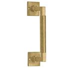 Deurgreep Bauhaus vierkant rozet 182 mm messing antiek, Verzenden, Nieuw