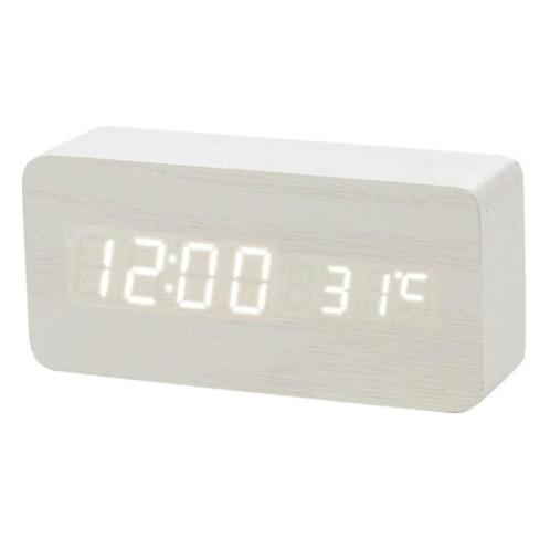 Houten Digitale LED Klok - Wekker Alarm  Snooze Temperatuur, Witgoed en Apparatuur, Wekkers, Nieuw, Verzenden
