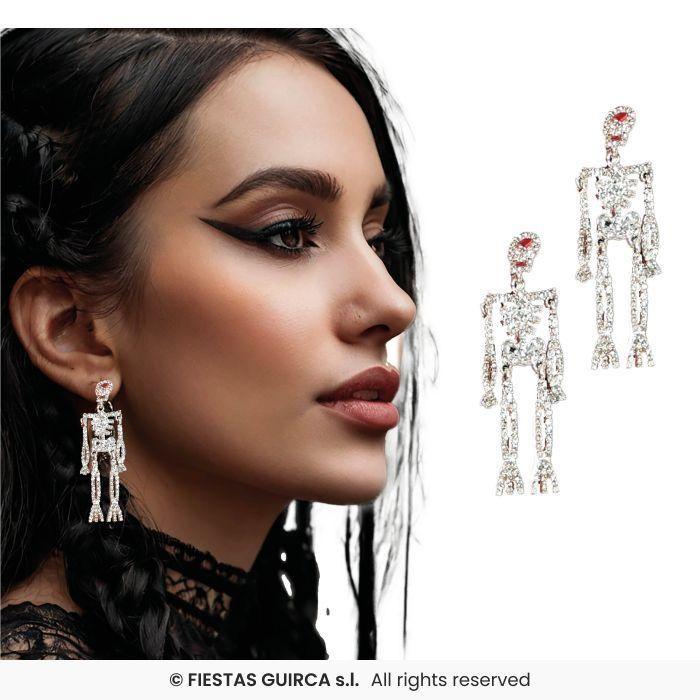 Oorbellen Skelet Bling Bling, Hobby en Vrije tijd, Feestartikelen, Feestartikel, Nieuw, Verzenden