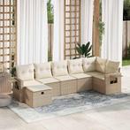 vidaXL 7-delige Loungeset met kussens poly rattan beige, Tuin en Terras, Tuinsets en Loungesets, Nieuw, Loungeset, 7 zitplaatsen