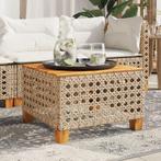 vidaXL Tuintafel 55x55x36 cm poly rattan en acaciahout beige, Verzenden, Nieuw