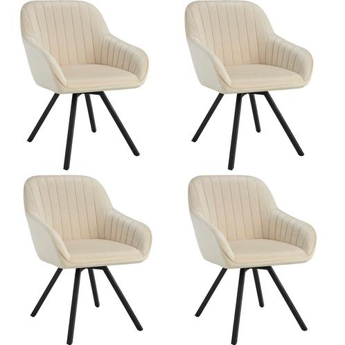 Draaibare fluwelen stoel Snug, gestoffeerd - crème, Set van, Huis en Inrichting, Stoelen, Verzenden