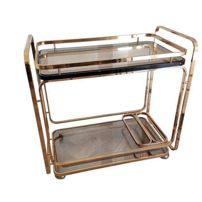 Serveerwagen - Italiaanse rollende trolley in goudkleurig, Antiek en Kunst, Kunst | Designobjecten
