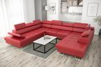 Hoekbank | echt leder | slaapbank U-vorm  350cm, Hoekbank, Leer, Vierpersoons of meer, 300 cm of meer