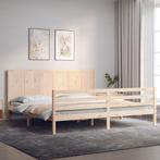 vidaXL Bedframe met hoofdbord massief hout 200x200 cm, Huis en Inrichting, Slaapkamer | Bedden, Bruin, Verzenden, Overige maten