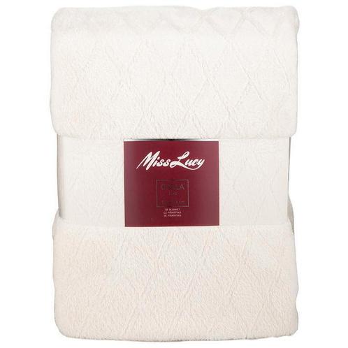 Miss Lucy plaid/deken Carla 170 x 210 cm beige, Huis en Inrichting, Woonaccessoires | Plaids en Woondekens, Ophalen of Verzenden