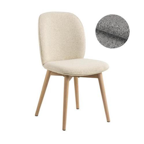 *WOONWINKEL* Eetkamerstoel Met Houten Poten Grijs Boucle, Huis en Inrichting, Stoelen, Grijs, Nieuw, Verzenden