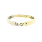 Bicolor gouden solitair ring met diamant; 0,04 ct., Sieraden, Tassen en Uiterlijk, Ringen, Gebruikt, Overige kleuren, 20 of groter