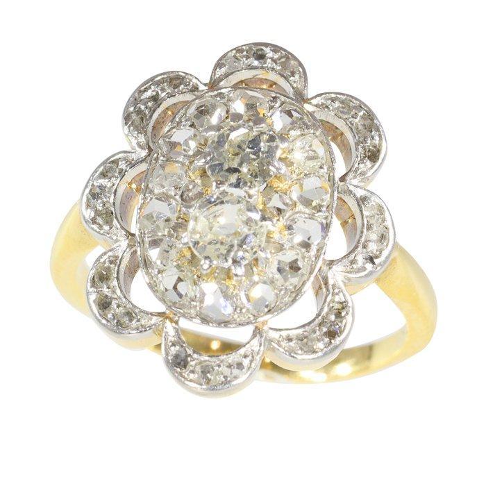 Ring - 18 karaat Geel goud - 0.45ct. tw. Diamant, Sieraden, Tassen en Uiterlijk, Ringen