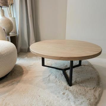 Ronde Salontafel Eiken: 8 Kleuren, metalen poten en Maatwerk beschikbaar voor biedingen