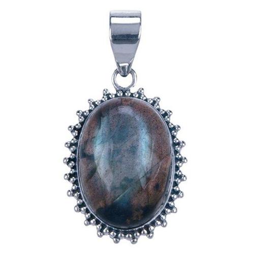 Zilveren Labradoriet ovaal met kartelrand ketting hanger, Sieraden, Tassen en Uiterlijk, Kettinghangers, Verzenden